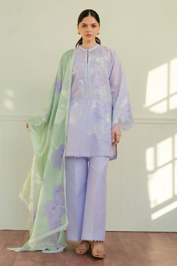 Coco By Zara Shah Jahan Unstitched 3 Piece Summer Lawn Collection'2025-01-A-Bloom - Light Purple