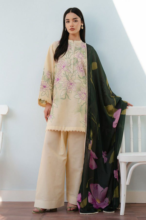 Coco By Zara Shah Jahan Unstitched 3 Piece Summer Lawn Collection'2025-01-B-Bloom - Cream
