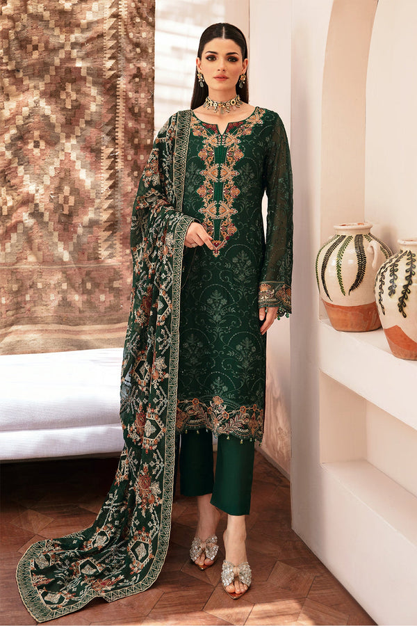 Kashish By Ramsha Unstitched 3 Piece Weightless Chiffon Vol-02 Collection'2024-K-207