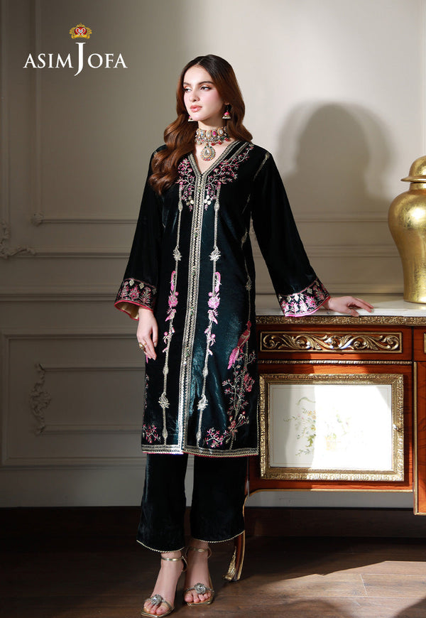 Asim Jofa Velvet Pret 24 Ajvg-05 Embroidered Velvet Stitched 2Pc