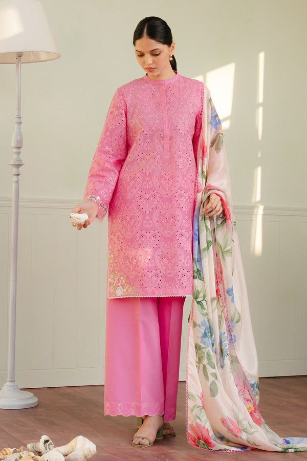 Coco By Zara Shah Jahan Unstitched 3 Piece Summer Lawn Collection'2025-03-A-Tina - Pink