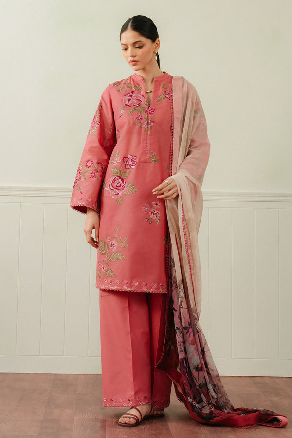 Coco By Zara Shah Jahan Unstitched 3 Piece Summer Lawn Collection'2025-04-A-Freya - Pink