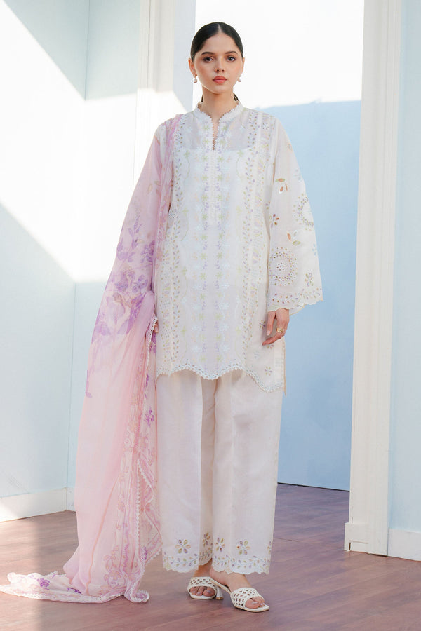 Coco By Zara Shah Jahan Unstitched 3 Piece Summer Lawn Collection'2025-05-B-Silas - White