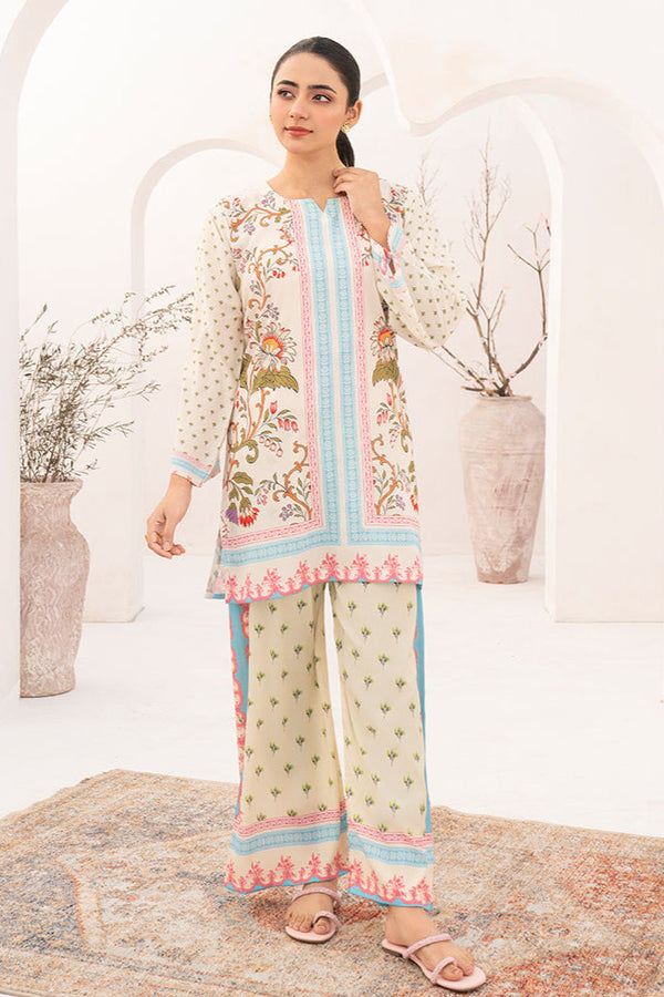 Flutterby Stitched 2 Piece Summer Collection-Cora - Off White