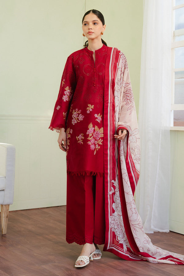 Coco By Zara Shah Jahan Unstitched 3 Piece Summer Lawn Collection'2025-06-A-Vali - Red