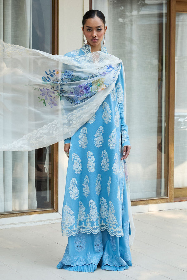 Satori By Zara Shah Jahan Unstitched 3 Piece Luxury Summer Collection-06-B-Rai -  Sky Blue