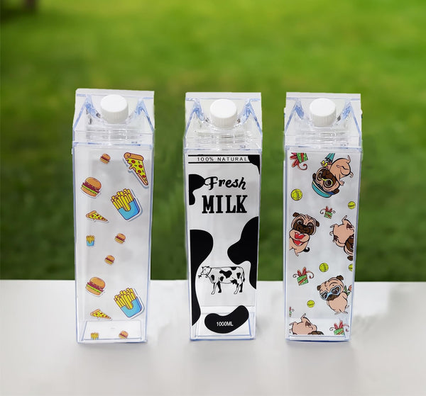 Home.Co - Acrylic Milk Bottle 1000ml (Random Print)