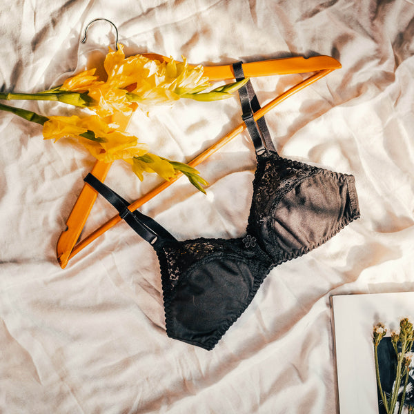 Bebelle - Intimage, Half Lace Cotton Unpadded Bra - BLACK