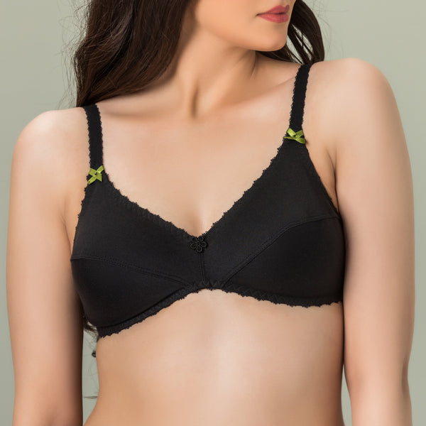 Bebelle - Klassilk, Soft Cotton Jersey Unpadded Bra - BLACK