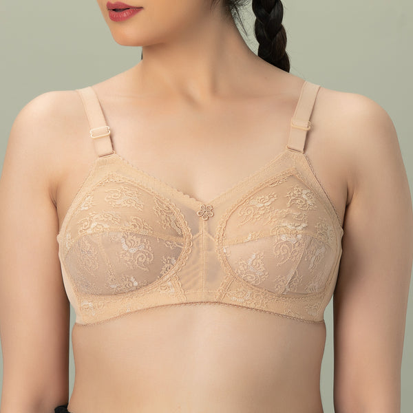 Bebelle - DORIA Lace, Soft Lace Unpadded Control Bra - SKIN