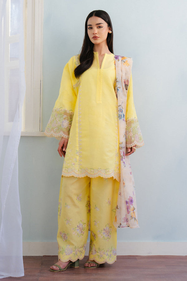 Coco By Zara Shah Jahan Unstitched 3 Piece Summer Lawn Collection'2025-08-A-Meadow - Yellow