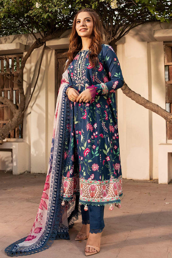M.Basic by Maria B Unstitched 3 Piece Eid II Lawn Collection'2025-MB-901-B - Navy Blue