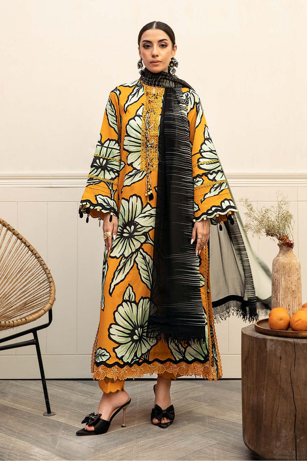 M.Basic by Maria B Unstitched 3 Piece Eid II Lawn Collection'2025-MB-902-A - Yellow