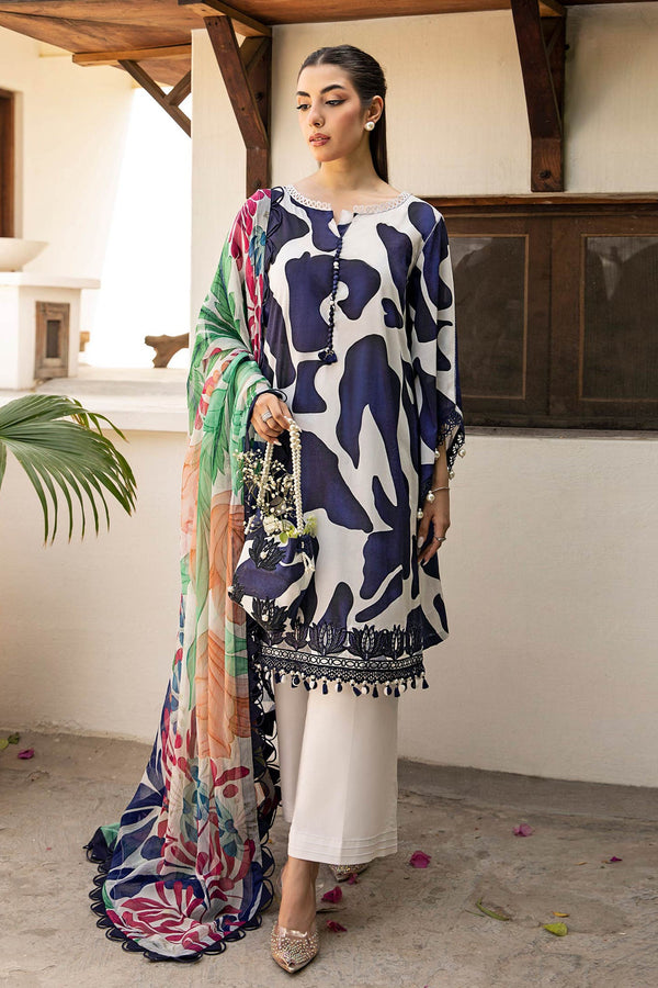 M.Basic by Maria B Unstitched 3 Piece Eid II Lawn Collection'2025-MB-905-B - Blue