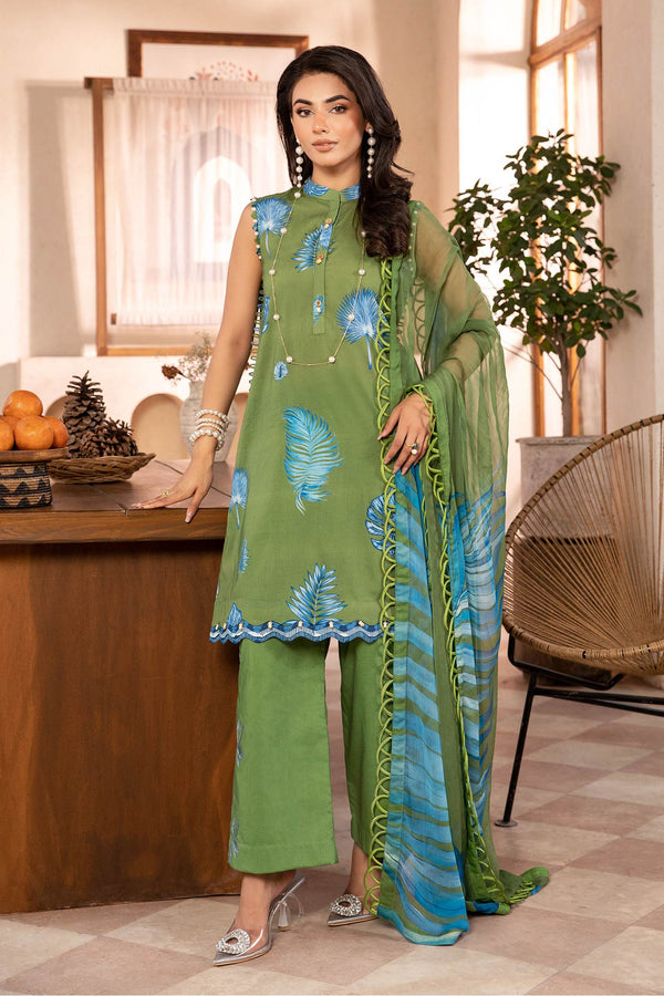 M.Basic by Maria B Unstitched 3 Piece Eid II Lawn Collection'2025-MB-906-A - Green