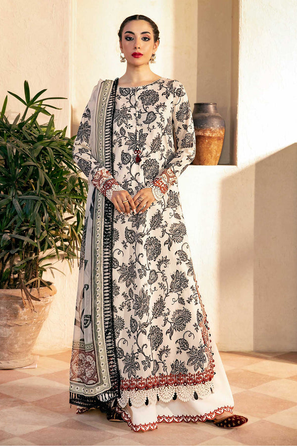 M.Basic by Maria B Unstitched 3 Piece Eid II Lawn Collection'2025-MB-909-A - Off White