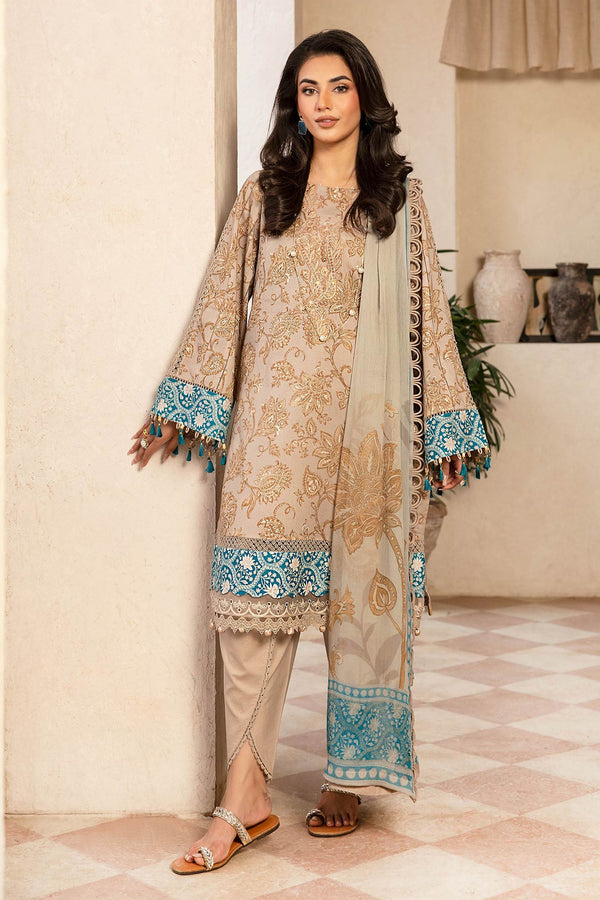 M.Basic by Maria B Unstitched 3 Piece Eid II Lawn Collection'2025-MB-909-B - Fawn