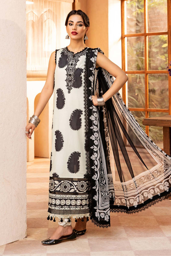 M.Basic by Maria B Unstitched 3 Piece Eid II Lawn Collection'2025-MB-911-B - Off White