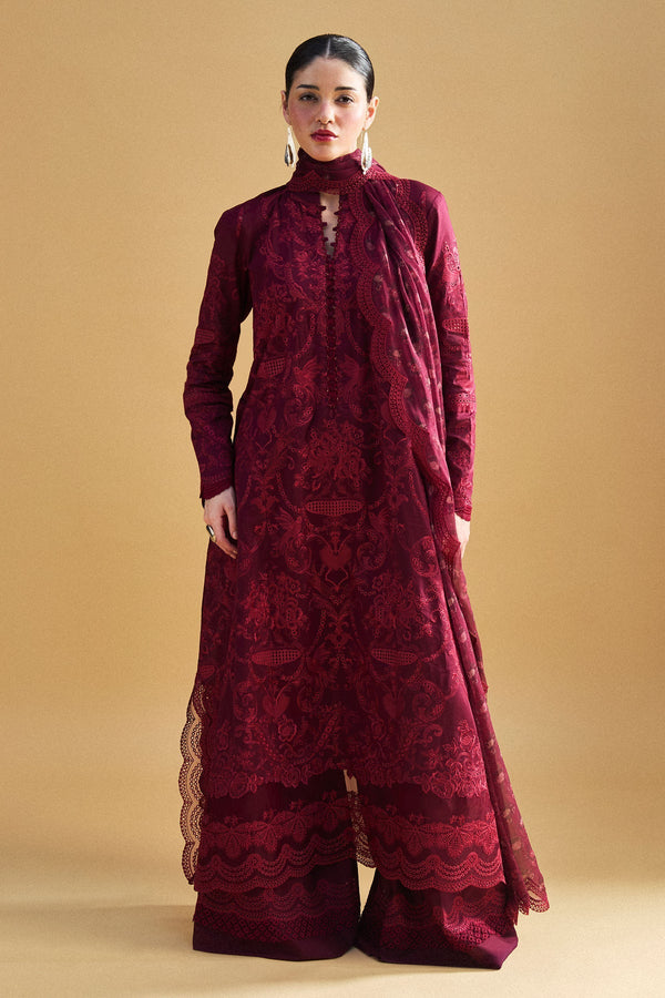 Satori By Zara Shah Jahan Unstitched 3 Piece Luxury Summer Collection-09-A-Sei -  Maroon