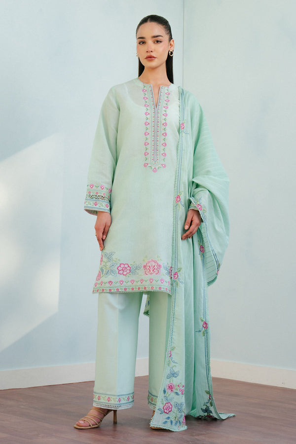 Coco By Zara Shah Jahan Unstitched 3 Piece Summer Lawn Collection'2025-09-A-Indi - Mint