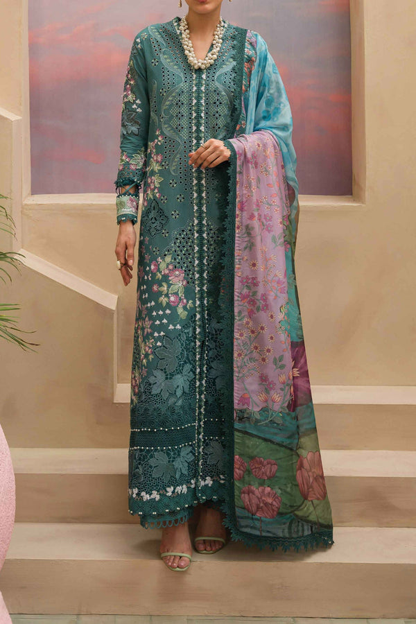 The Painted Garden By Afrozeh Unstitched 3 Piece Emb Lawn Collection'2024-AEF-01-Stellar Sage