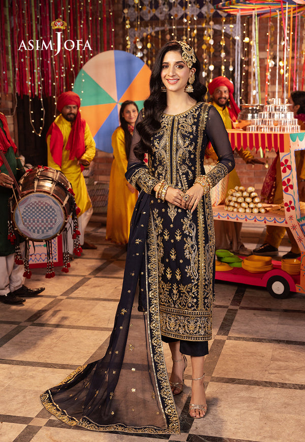 Asim Jofa Chamak Damak Pret Ajcdb-11 Embroidered Chiffon Stitched 3 Pcs