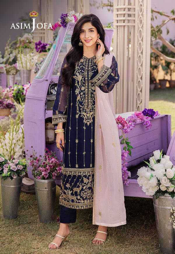 Asim Jofa Dhanak Rang PretAjcfb-09 Embroidered Chiffon 3 Pcs