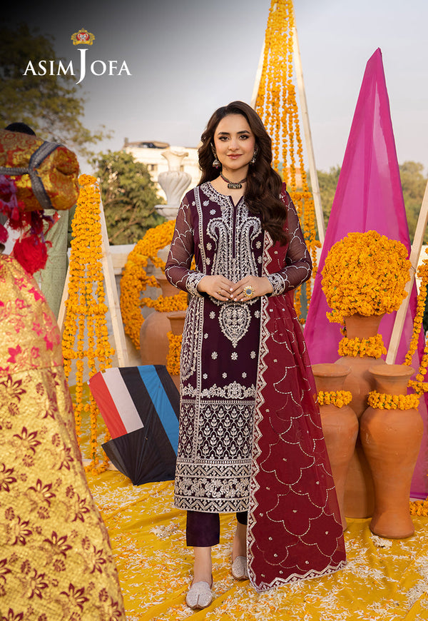 Dastaan By Asim Jofa Stitched 3 Piece Formals Pret Collection'2025-AJDAB-01 - Purple