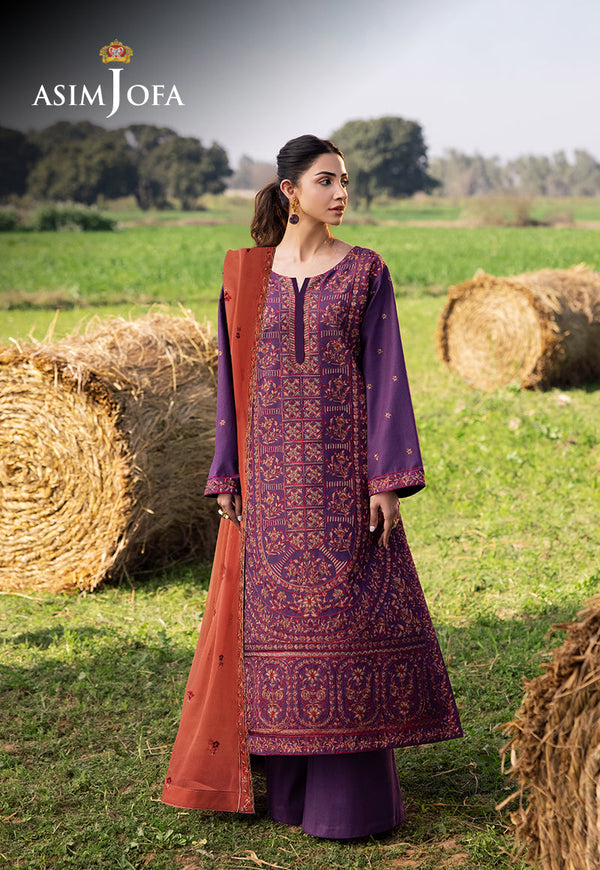 Asim Jofa Luxury Stitched Lawn Ajellb-13 Emb 3 Pcs