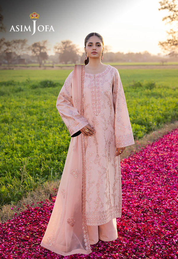 Asim Jofa Luxury Stitched Lawn Ajellb-15 Emb 3 Pcs