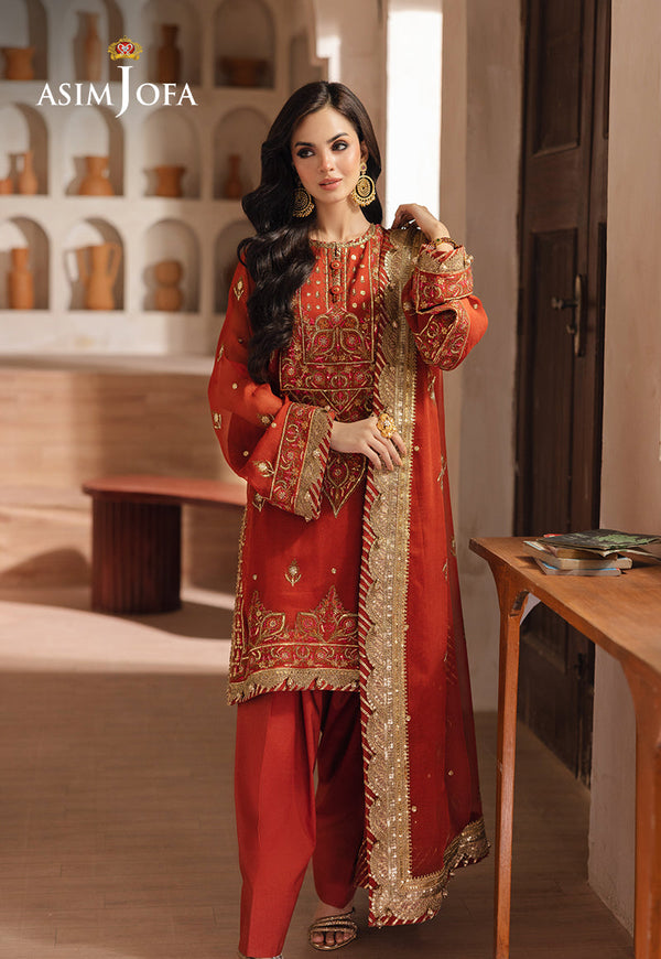 Asim Jofa Designers Limited Edition Ajhed-10 Embroidered Chiffon Stitched 3 Pcs