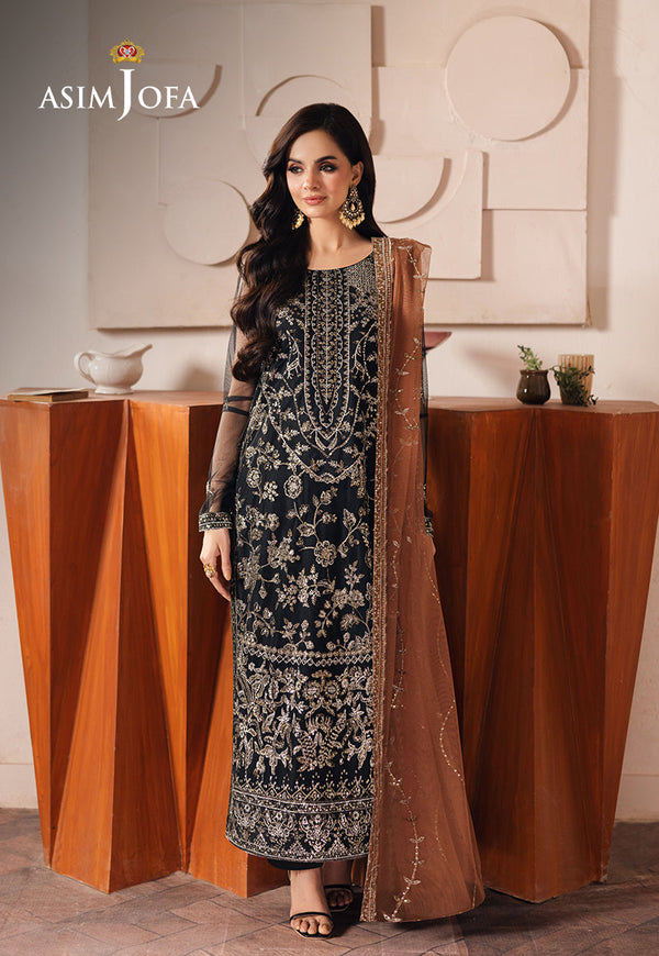 Asim Jofa Heeriye Pret Ajheb-05 Embroidered Net Stitched 3 Pcs