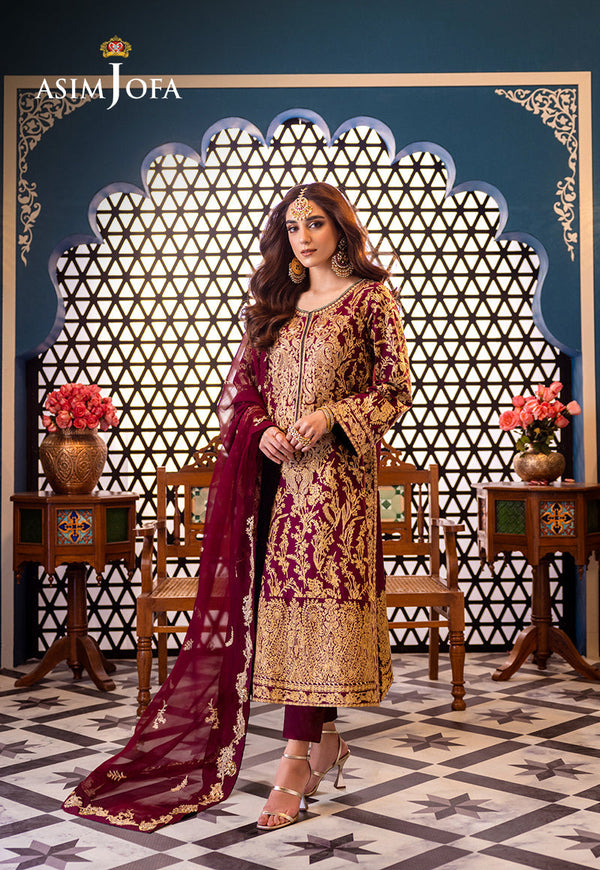 Asim Jofa Limited Edition Luxury Lawn Pret Ajfileb -03 Cambric Stitched 3 Pcs