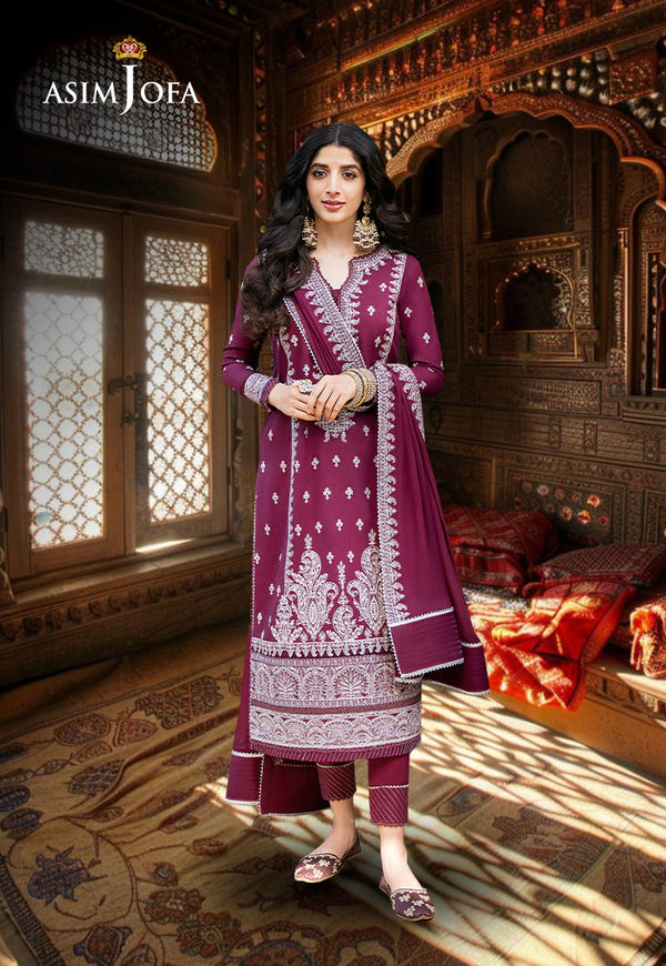 Asim Jofa Eid Festive '23 Ajkm-02 Embroidered Poly Cotton 3 Pcs