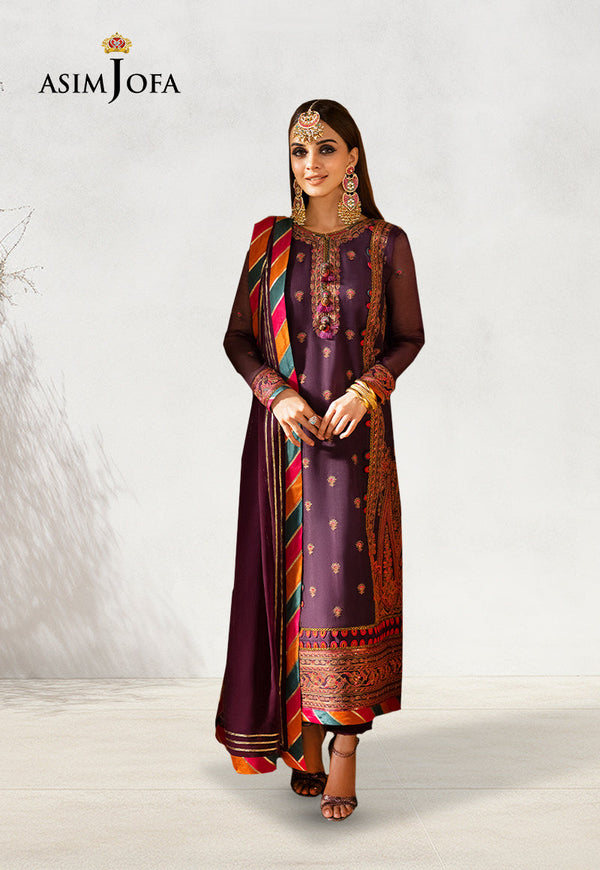 Asim Jofa Eid Festive '23 Ajkm-09 Embroidered Cotton Net Organza 3 Pcs