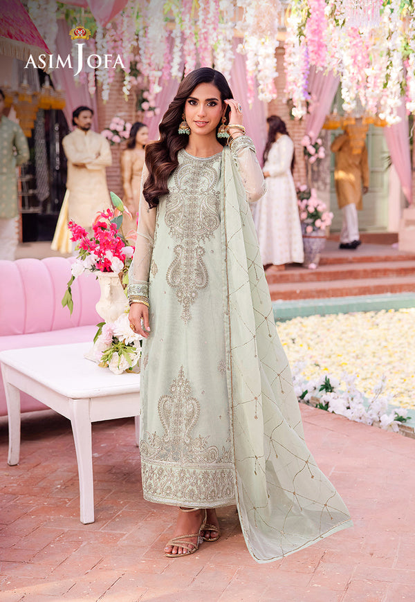 Asim Jofa Jag Mag Pret Ajmjb-18 Embroidered Net Stitched 3 Pcs