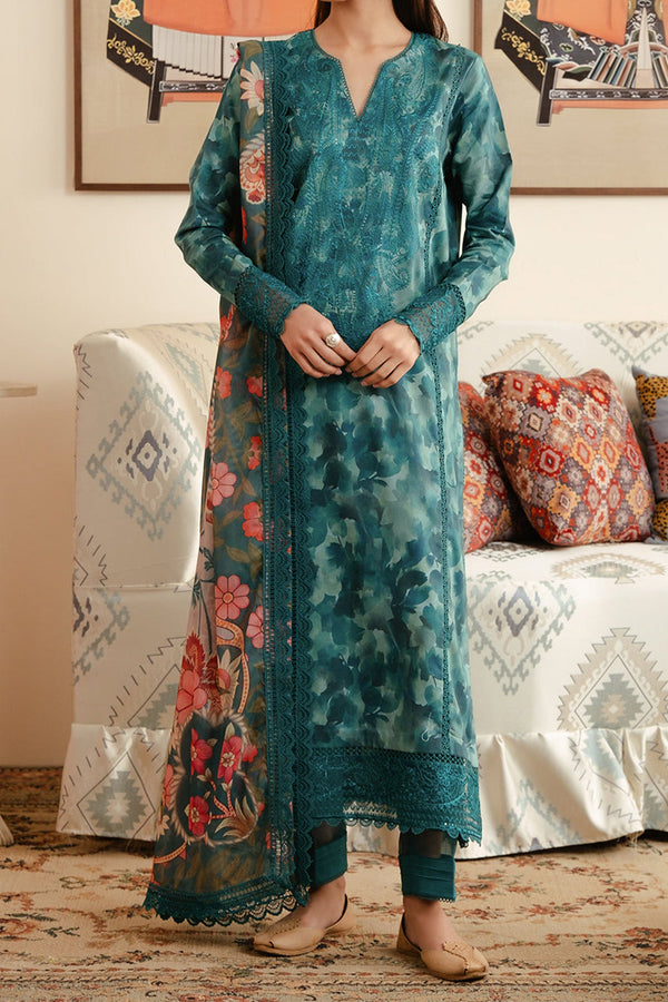 Malina By Afrozeh Unstitched 3 Piece Emb Digital Printed Lawn Collection'2024-AL-01-Ceila