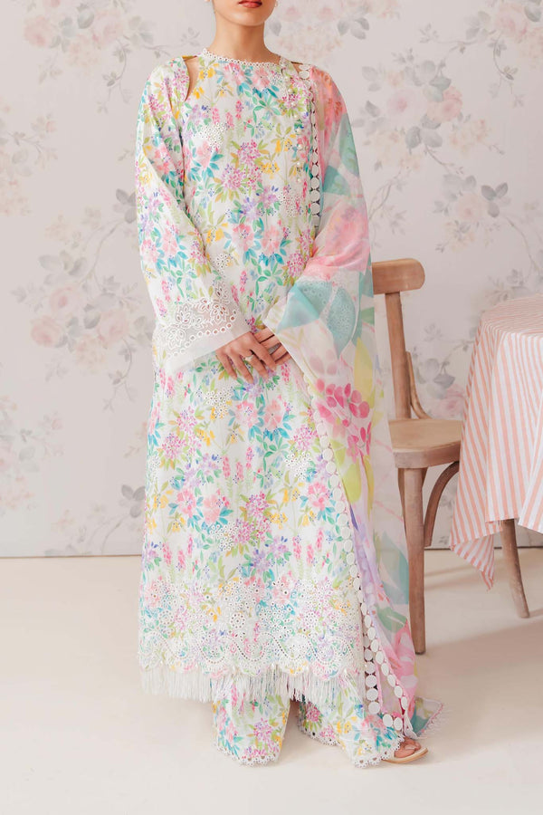 Afrozeh The Floral Charm Unstitched 3 Piece Lawn Collection'2024-AL-03-Vanilla