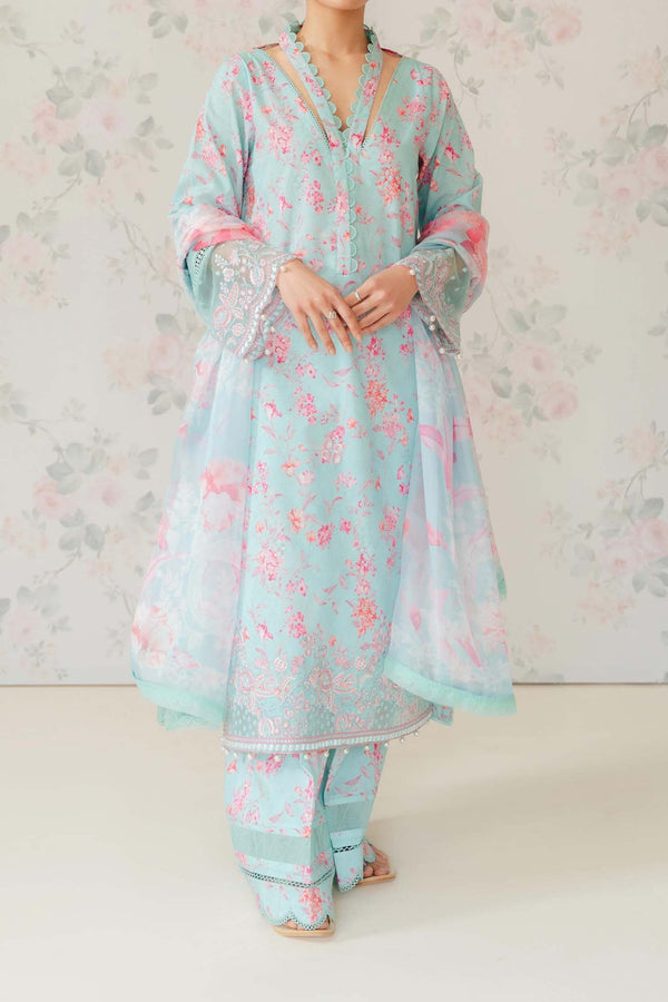 Afrozeh The Floral Charm Unstitched 3 Piece Lawn Collection'2024-AL-07-Bali