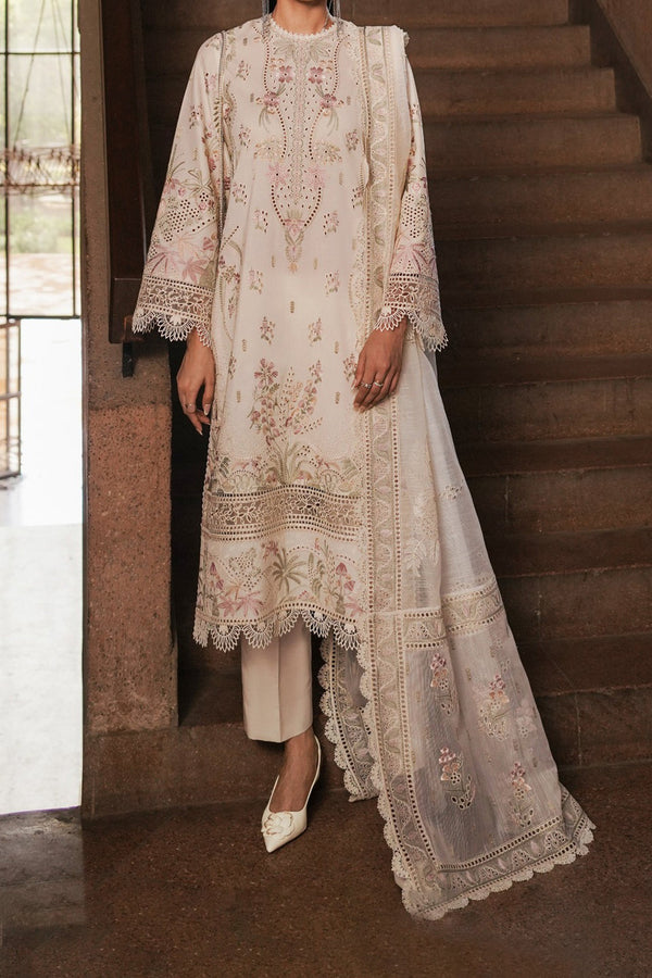 Afrozeh Unstitched 3 Piece Festive Emb Chikankari Lawn Collection'2024-ALV-08-Gypsum