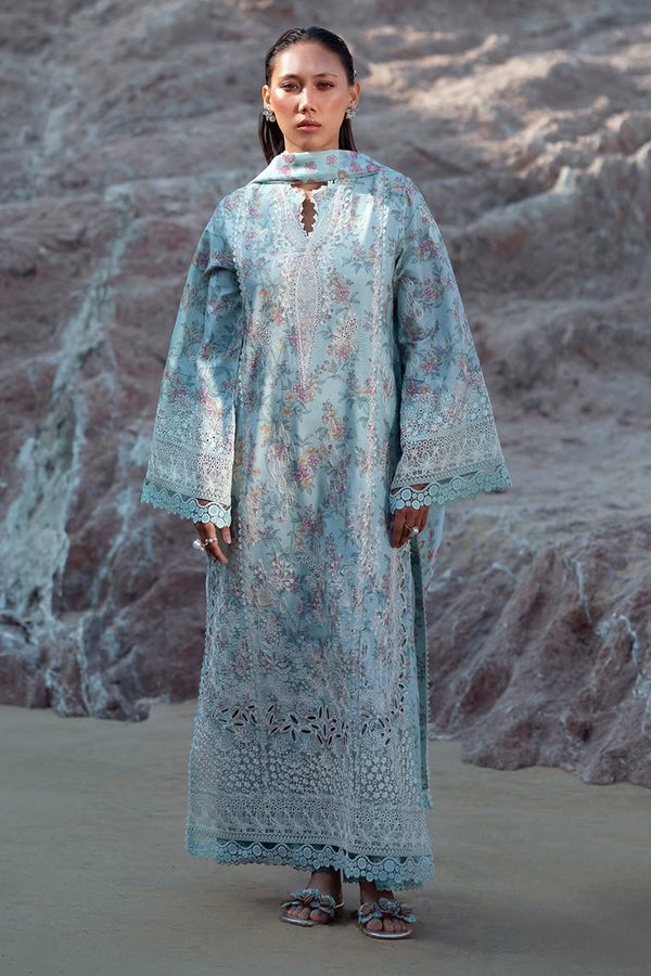 Summer Together By Afrozeh Unstitched 3 Piece Lawnkari Vol-03 Collection-AL-07-Aquamarine - Sky Blue