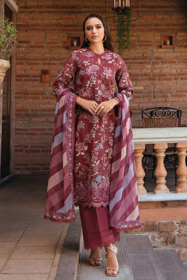 Damask By Afrozeh Unstitched 3 Piece Summer Edit Collection-AL-08-B-Azara - Maroon