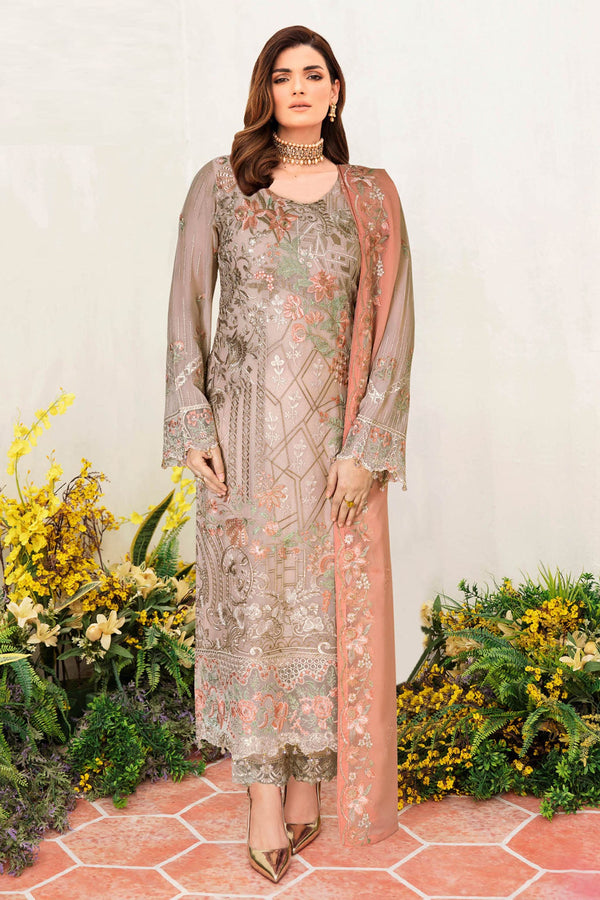 Sangeet By Ramsha Semi-Stitched 3 Piece Chiffon Vol-02 Collection-B-201 -  Beige