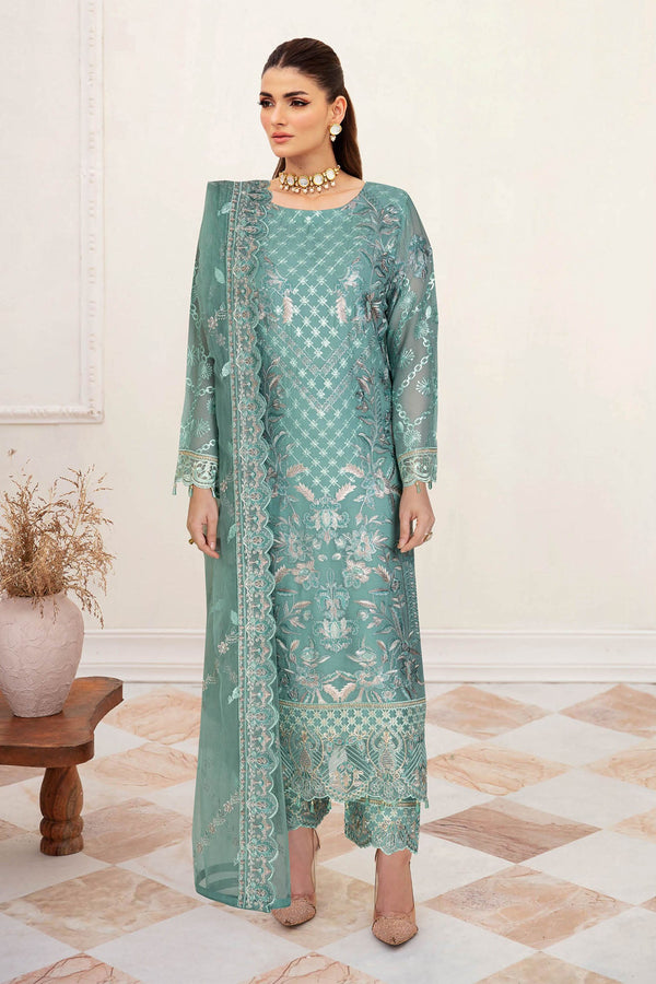 Sangeet By Ramsha Semi-Stitched 3 Piece Chiffon Vol-02 Collection-B-202 -  Mint