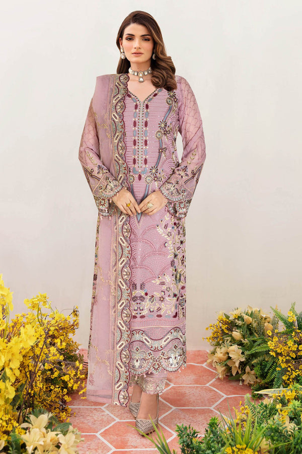Sangeet By Ramsha Semi-Stitched 3 Piece Chiffon Vol-02 Collection-B-207 -  Pink
