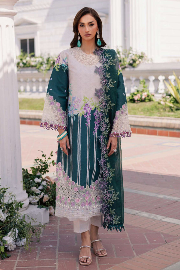 Ivy Bloom By Parishay Unstitched 3 Piece Printkari Lawn Vol-02 Collection'2025-BLOOM-01 - Teal