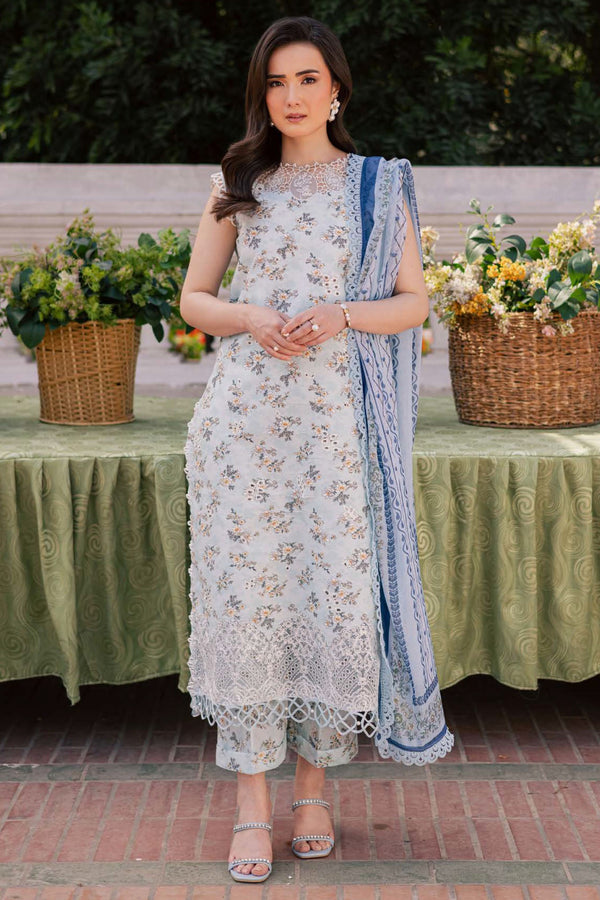 Ivy Bloom By Parishay Unstitched 3 Piece Printkari Lawn Vol-02 Collection'2025-BLOOM-10 - Light Grey
