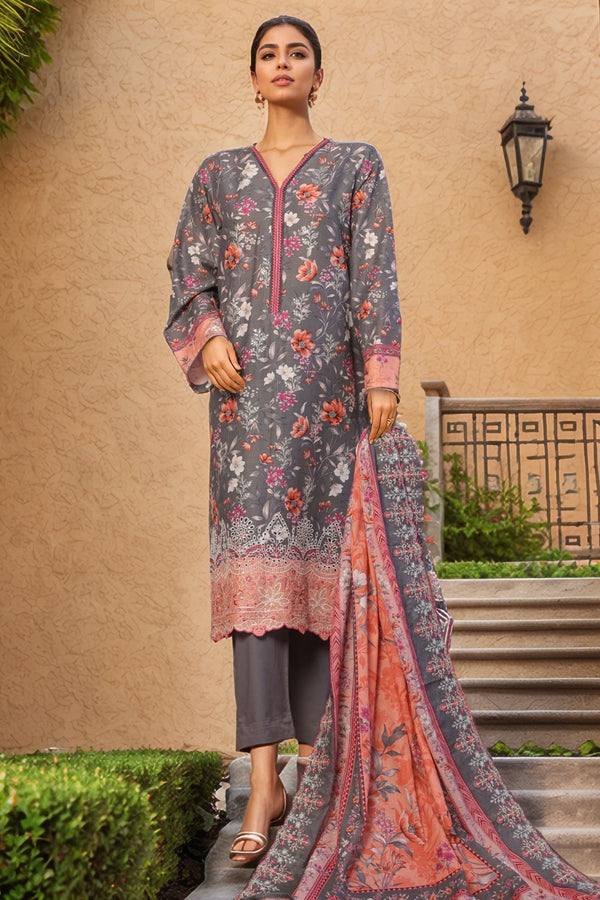 Bin Saeed Stitched 3 Piece Luxury Emb with Emb Dupatta Collection'2025-SM-2013-Grey