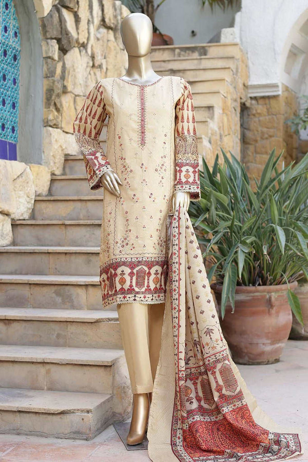 Affifa by Bin Saeed Stitched 3 Piece Embroidered Lawn Vol-01 Collection'2023-CF-0035-Skin