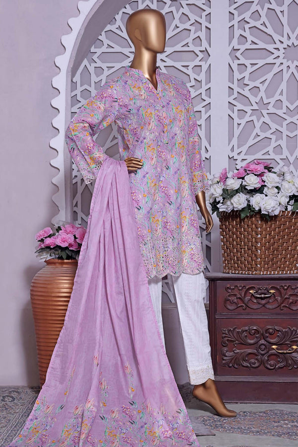 Chaandbagh by Bin Saeed Stitched 3 Piece Embroidered Lawn Vol-01 Collection'2023-CF-0066-L.Purple